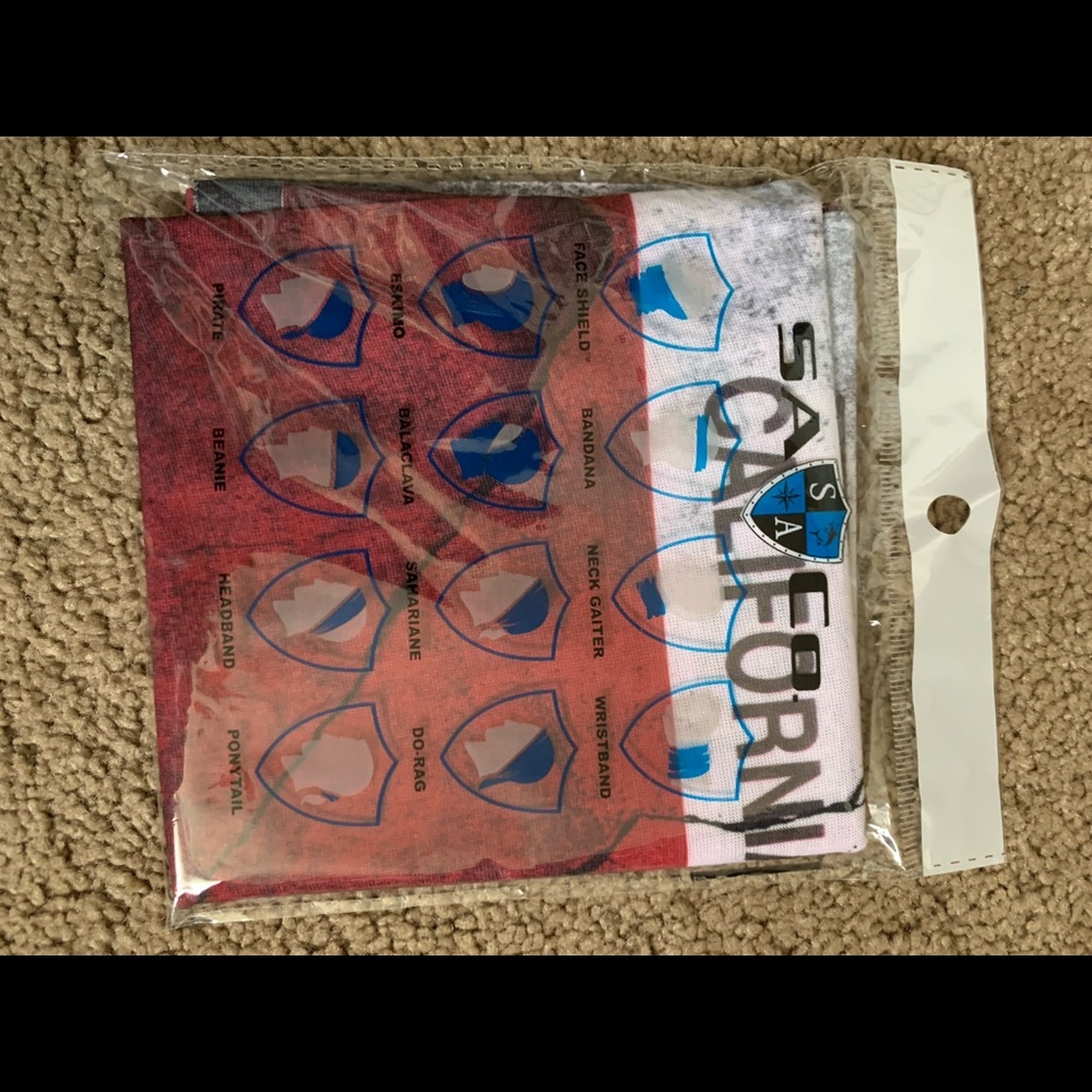 NWT SA face mask w/ California State flag